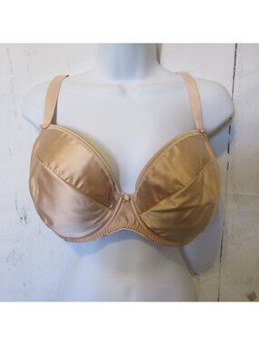 Bravissimo Bra 40FF Beige Tan Satin‎ Seamed Underwire Back Closure Plus Size